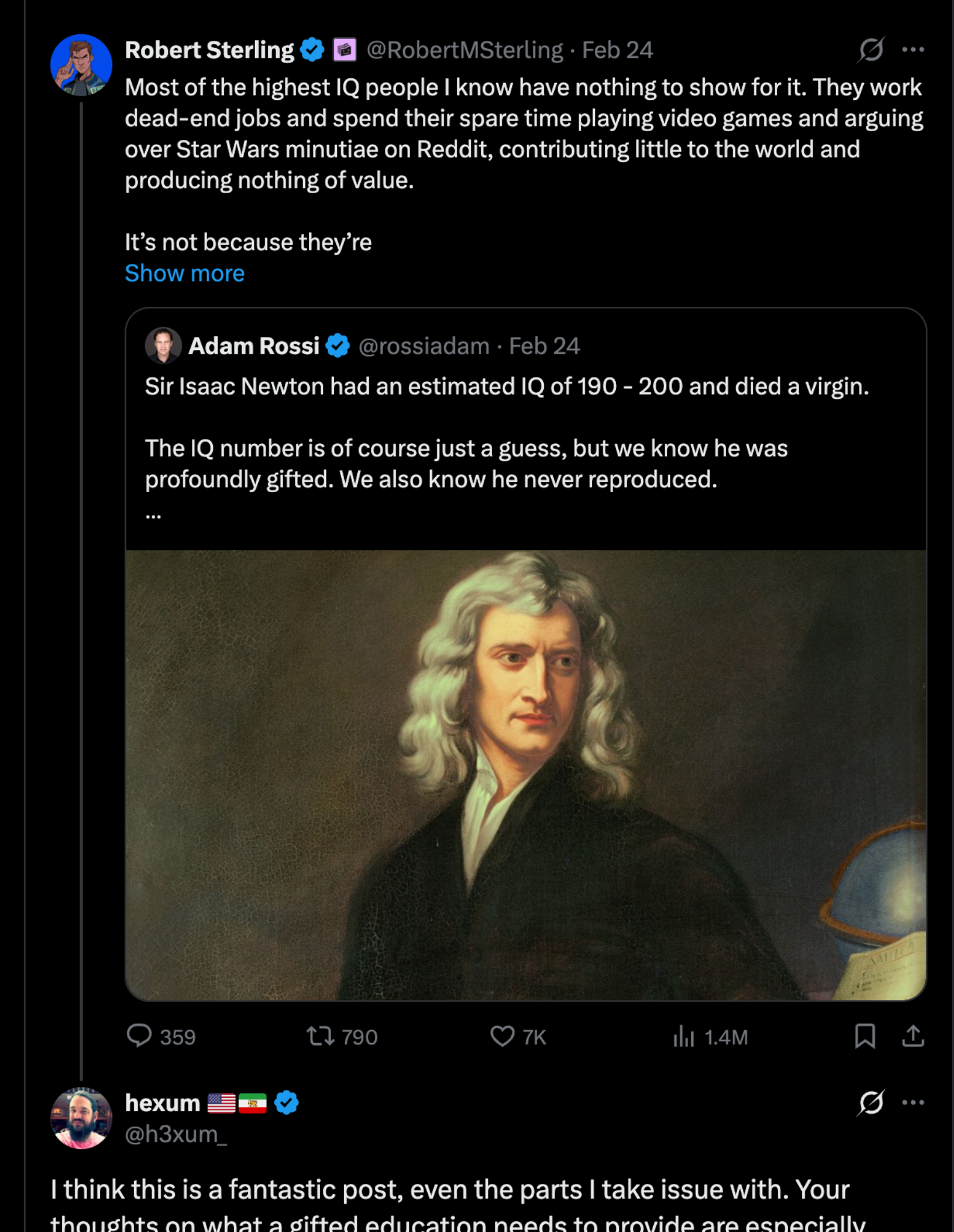 Screenshot of the January 11, 2026 X post beginning 'in all the years i have known my wife...'